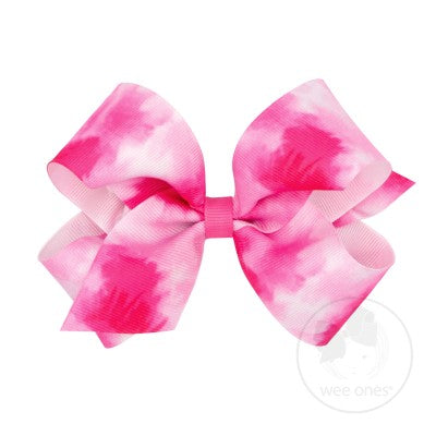 Wee Ones Medium Tie Dye Bow-Hot Pink