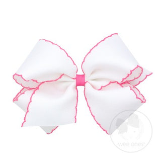 Wee Ones King Moonstitch Bow-White & Pink