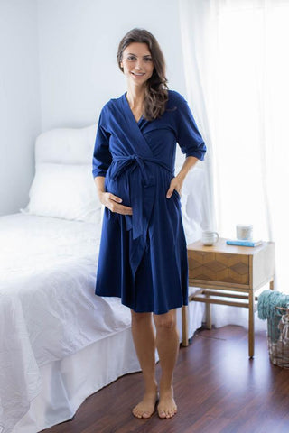 Navy Maternity Delivery Robe