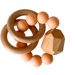 Chewable Charm Hayes Silicone & Wood Teether-Peach