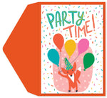 Greeting Card - Party Time Fox Birthday