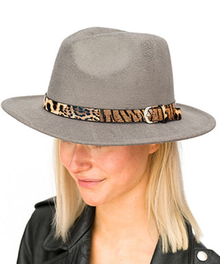 Light Grey Leopard Belt Trim Hat