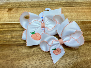 Wee Ones Large Moonstitch Bow-Peach