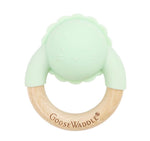 GooseWaddle Wooden Teether Rattle - Green Lion