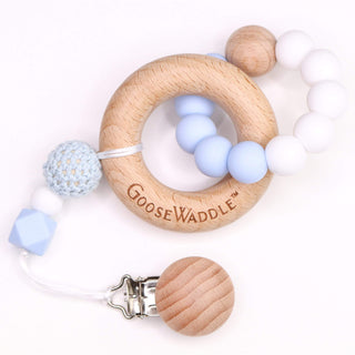 GooseWaddle Blue Wooden & Silicone Teether