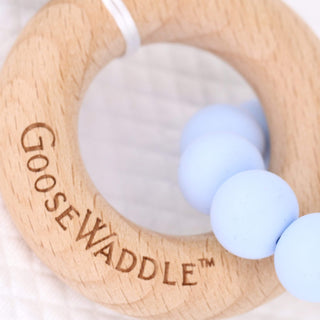 GooseWaddle Blue Wooden & Silicone Teether