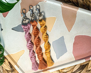 Macrame Spiral Keychain in Many Colors